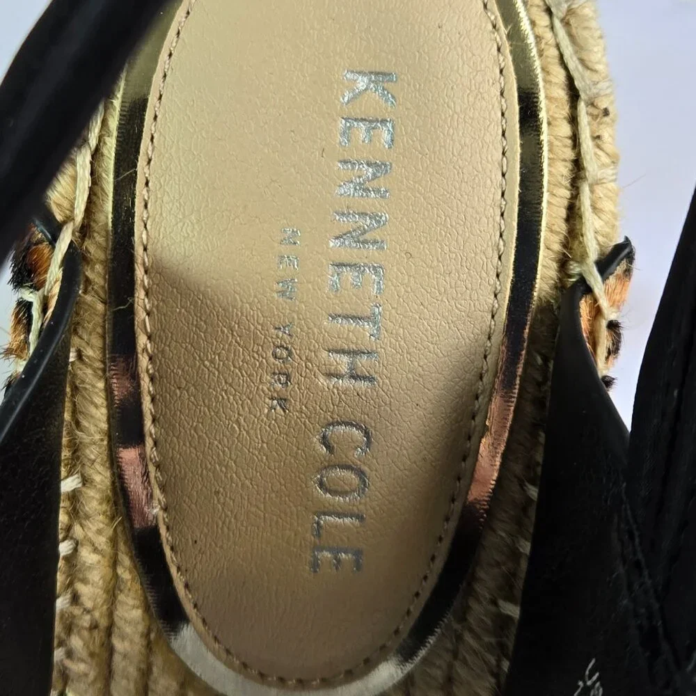 KENNETH COLE Women Espadrille - Open Toe Platform Wedge Sandals Sz 10 Zebra